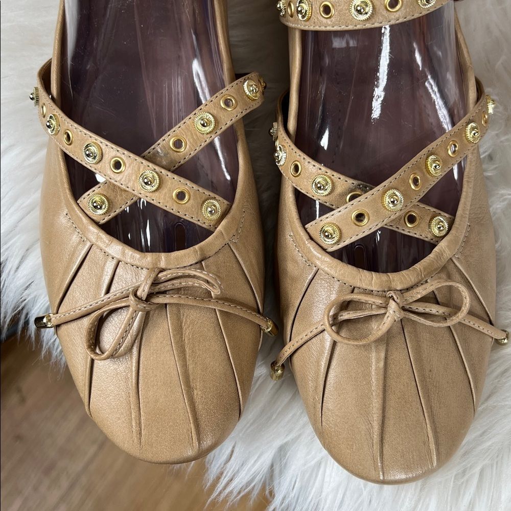Anthropologie Pilcro Strappy Studded Ballet Flats Size 41 - Picture 4 of 10